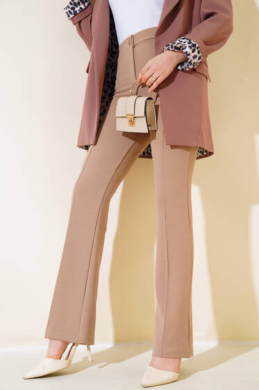 Tek Düğmeli Çımalı Pantolon Vizon - Pantolon