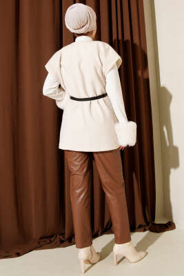 Tek Düğmeli Kemerli Sakallı Yelek Taş - Yelek