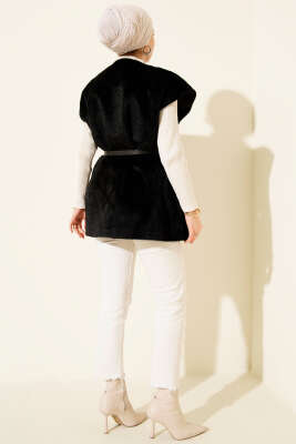 Tek Düğmeli Sakallı Yelek Siyah - Yelek