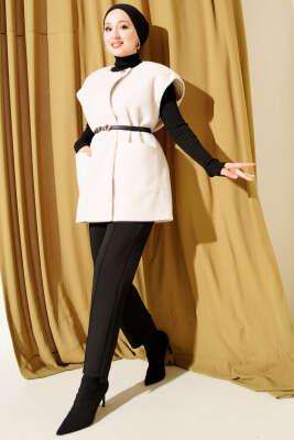 Tek Düğmeli Sakallı Yelek Taş - Yelek