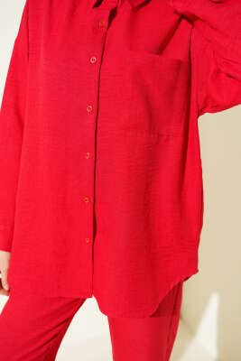 Tek Göğüs Cepli Gömlekli İkili Takım Kırmızı - İkili Takım