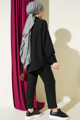 Tek Göğüs Cepli Gömlekli İkili Takım Siyah - İkili Takım