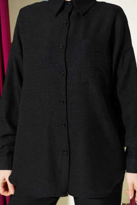 Tek Göğüs Cepli Gömlekli İkili Takım Siyah - İkili Takım