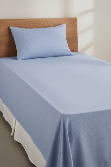 Tek Kişilik Lastikli Çarşaf Yastık Takım Mavi - Nevresim Takım