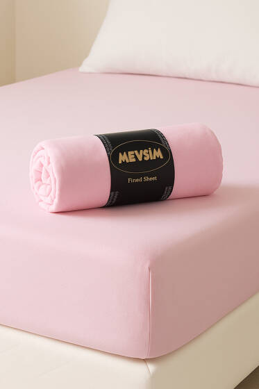 Tek Kişilik Lastikli Penye Çarşaf Pembe - Yatak Örtüsü