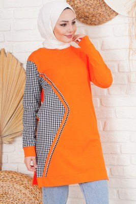Tek Kolu Pitikare Oranj Tunik 