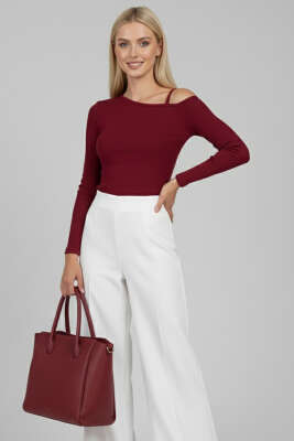 Tek Omuz İpli Bluz Bordo 