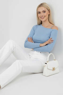 Tek Omuz İpli Bluz Mavi 