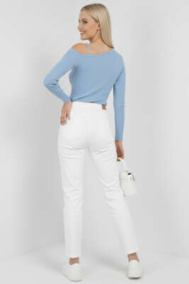 Tek Omuz İpli Bluz Mavi - Yılın Fırsatı