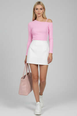 Tek Omuz İpli Bluz Pembe - Yılın Fırsatı