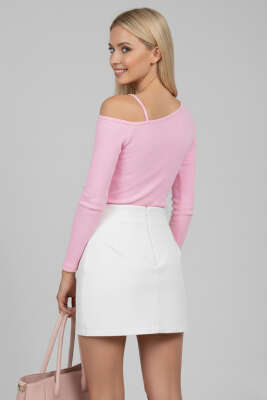 Tek Omuz İpli Bluz Pembe - Yılın Fırsatı