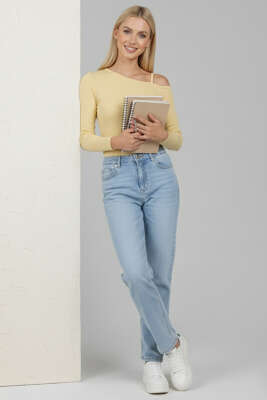 Tek Omuz İpli Bluz Sarı - Yılın Fırsatı