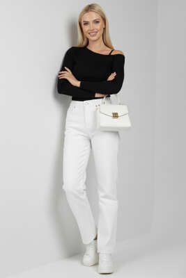 Tek Omuz İpli Bluz Siyah - Yılın Fırsatı