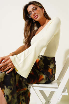 Tek Omuzlu Basic Bluz Sarı 