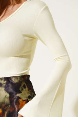 Tek Omuzlu Basic Bluz Sarı - Yılın Fırsatı