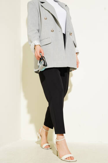 Tek Pile Havuç Pantolon Siyah - Pantolon