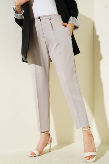 Tek Pile Havuç Pantolon Taş - Pantolon