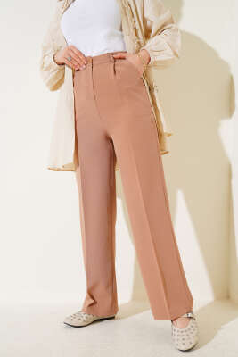 Tek Pileli Cepli Kumaş Pantolon Latte - 300-500 TL Ürünler