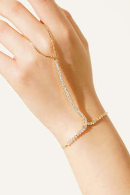 Tek Sıra Kristal Taşlı Şahmeran Gold - KONYALI BİJUTERİ