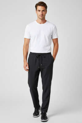 Tensel Baggy Erkek Pantolon Siyah - Erkek Pantolon