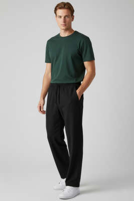 Tensel Baggy Erkek Pantolon Siyah - Erkek Pantolon