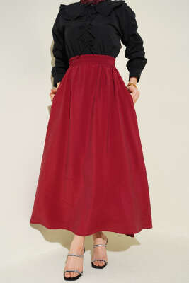 Tensel Cepli Kloş Etek Bordo - ERME