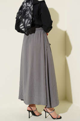 Tensel Cepli Kloş Etek Gri - Etek