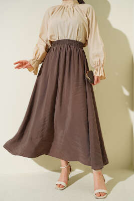 Tensel Cepli Kloş Etek Vizon - ERME