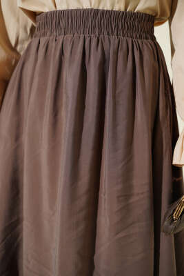 Tensel Cepli Kloş Etek Vizon - Etek