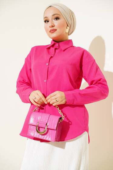 Terikoton Basic Gömlek Fuşya - Gömlek
