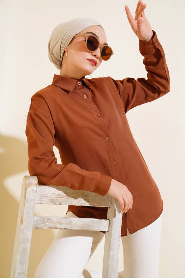 Terikoton Basic Gömlek Kahve - Gömlek