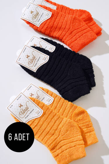 Ters Havlu Detaylı Bayan Altılı Termal Çorap Asorti 1 - KADIN ÇORAP