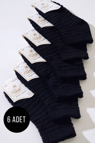 Ters Havlu Detaylı Bayan Altılı Termal Çorap Siyah - KADIN ÇORAP