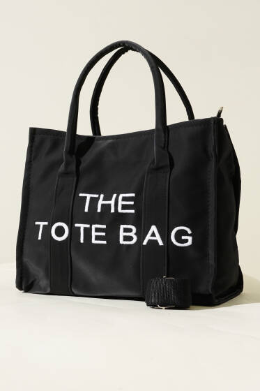 The To Te Bag Baskılı Dikdörtgen Çanta Siyah - Kol Çantası