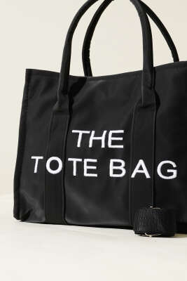 The To Te Bag Baskılı Dikdörtgen Çanta Siyah - Kol Çantası