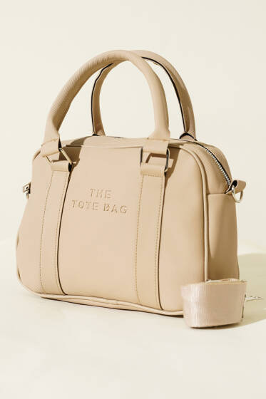 The Tote Bag Yazılı Çanta Bej - Kol Çantası