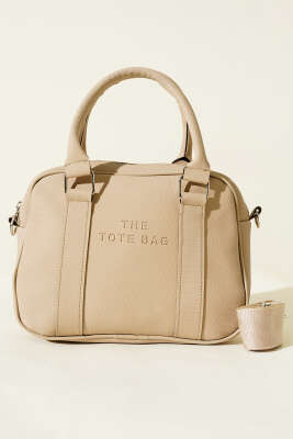 The Tote Bag Yazılı Çanta Bej - Kol Çantası
