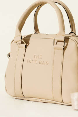 The Tote Bag Yazılı Çanta Bej - Kol Çantası