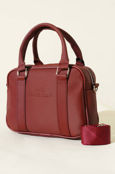 The Tote Bag Yazılı Çanta Bordo - Kol Çantası