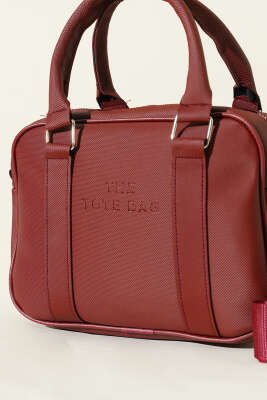 The Tote Bag Yazılı Çanta Bordo - Kol Çantası