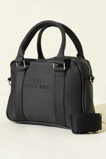 The Tote Bag Yazılı Çanta Siyah - Kol Çantası