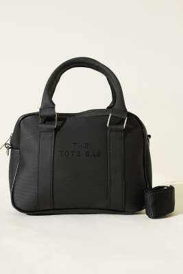 The Tote Bag Yazılı Çanta Siyah - Kol Çantası