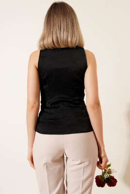 Tokalı Bağlamalı Bluz Siyah - Kadın Giyim Modelleri