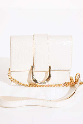 Tokalı El ve Omuz Çantası Krem - Kol Çantası