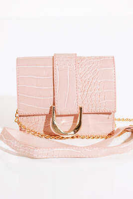 Tokalı El ve Omuz Çantası Pudra - Kol Çantası