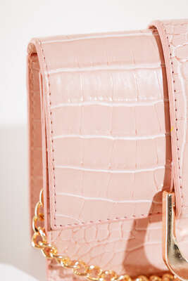 Tokalı El ve Omuz Çantası Pudra - Kol Çantası