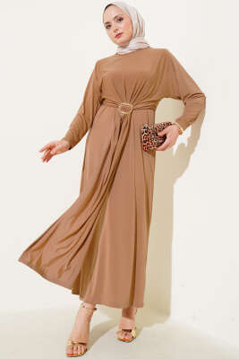 Tokalı İkili Sandy Elbise Camel 