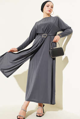 Tokalı İkili Sandy Elbise Füme 