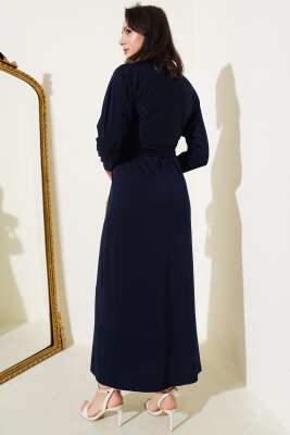 Tokalı İkili Sandy Elbise Lacivert - Tesettür Elbise