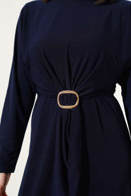 Tokalı İkili Sandy Elbise Lacivert - Tesettür Elbise